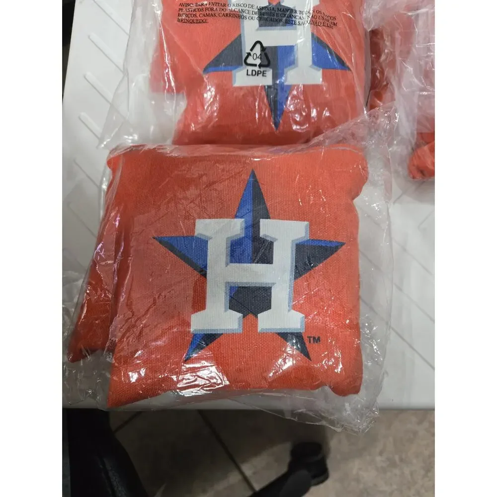 Houston Astros Cornhole Bean Bags Set of 6 Official Team Logo Orange New